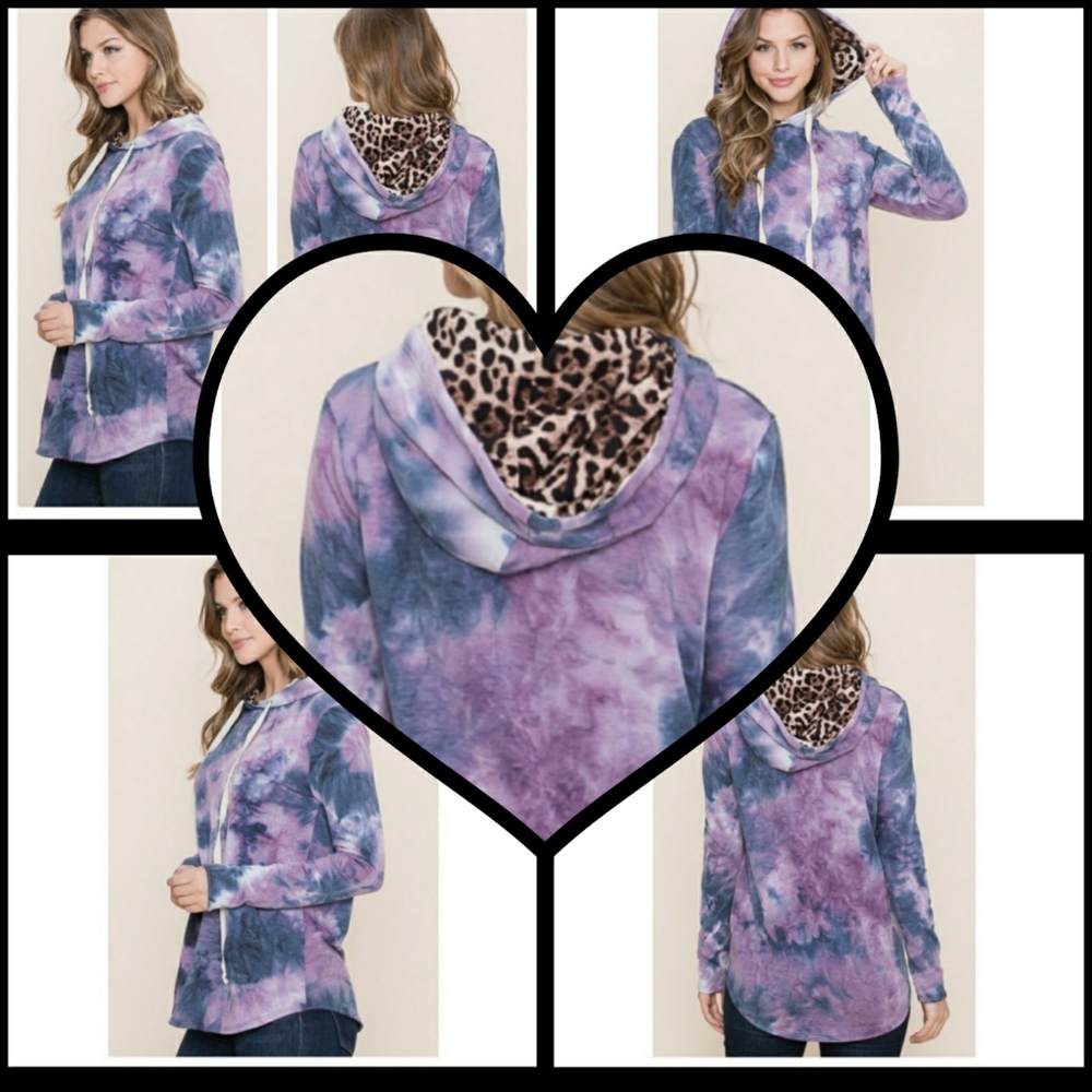‼️CLEARANCE PRICE FIRM‼️Tie Dye Printed Hooded Pullover💜 - Picture 6 of 7